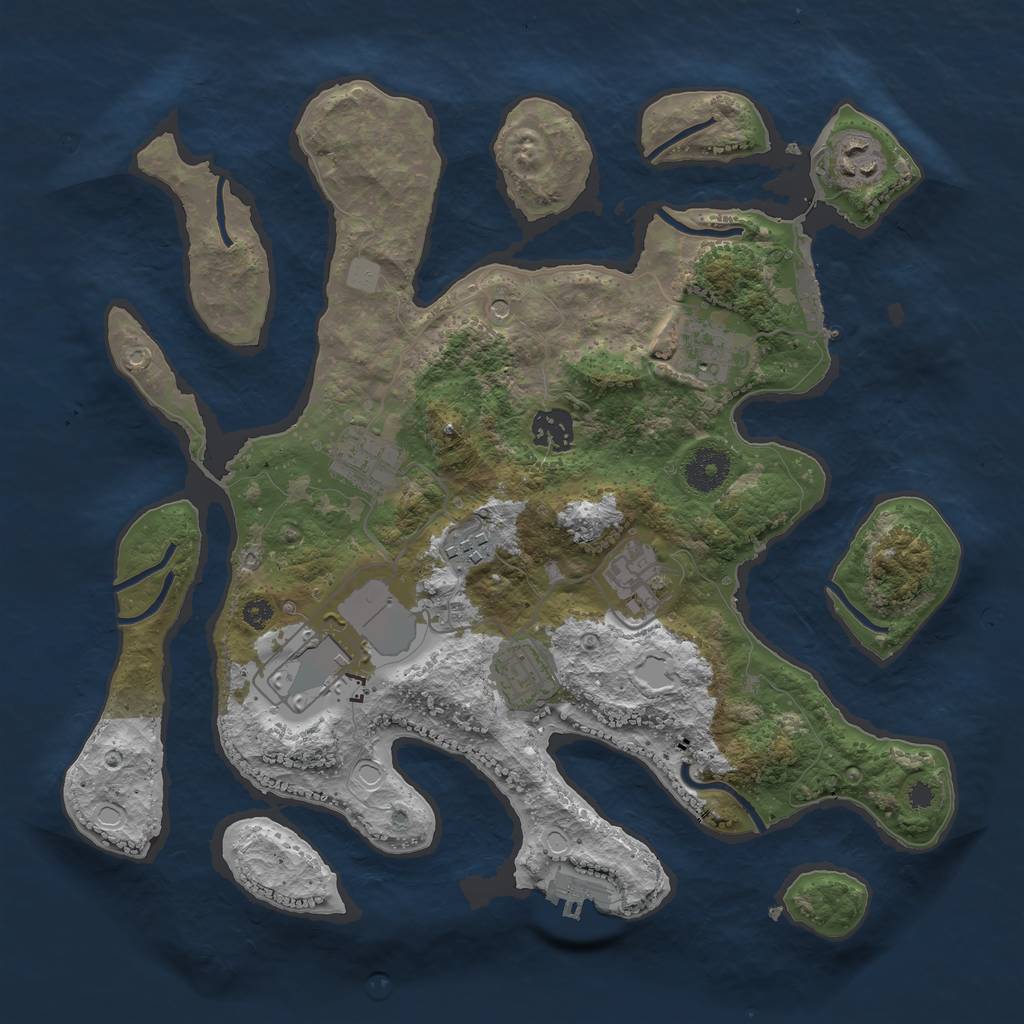 Rust Map: Procedural Map, Size: 3500, Seed: 3824292, 16 Monuments
