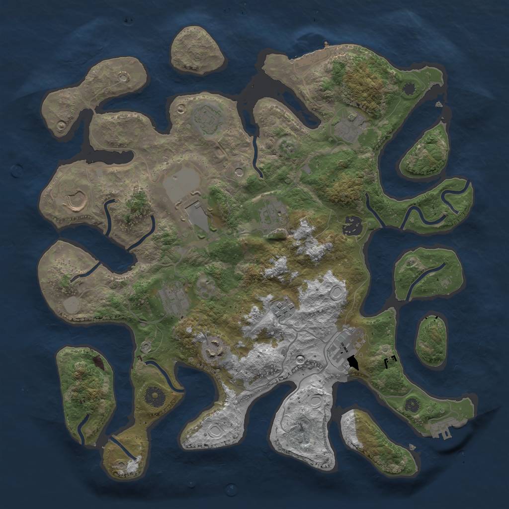 Rust Map: Procedural Map, Size: 3710, Seed: 40171224, 18 Monuments