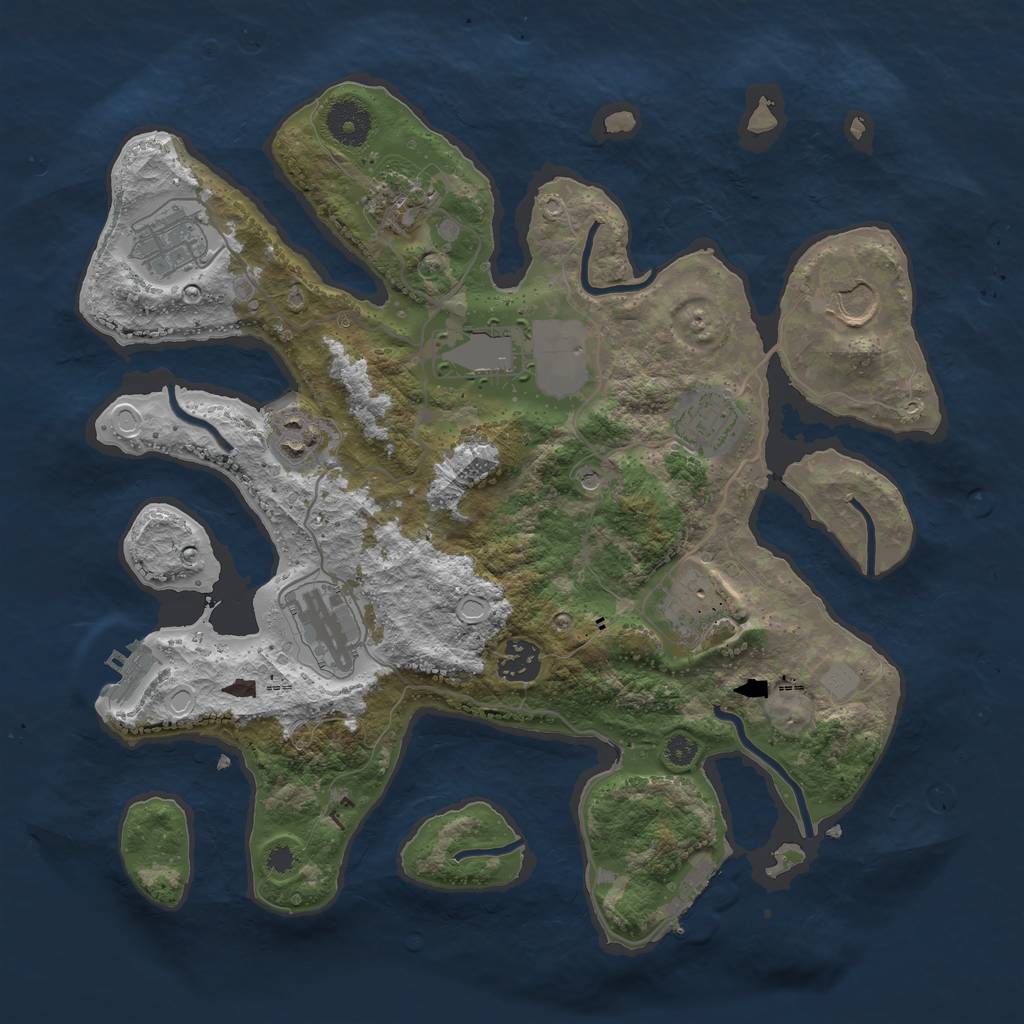 Rust Map: Procedural Map, Size: 3500, Seed: 1295552857, 17 Monuments