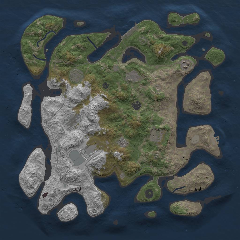 Rust Map: Procedural Map, Size: 4000, Seed: 167484, 16 Monuments