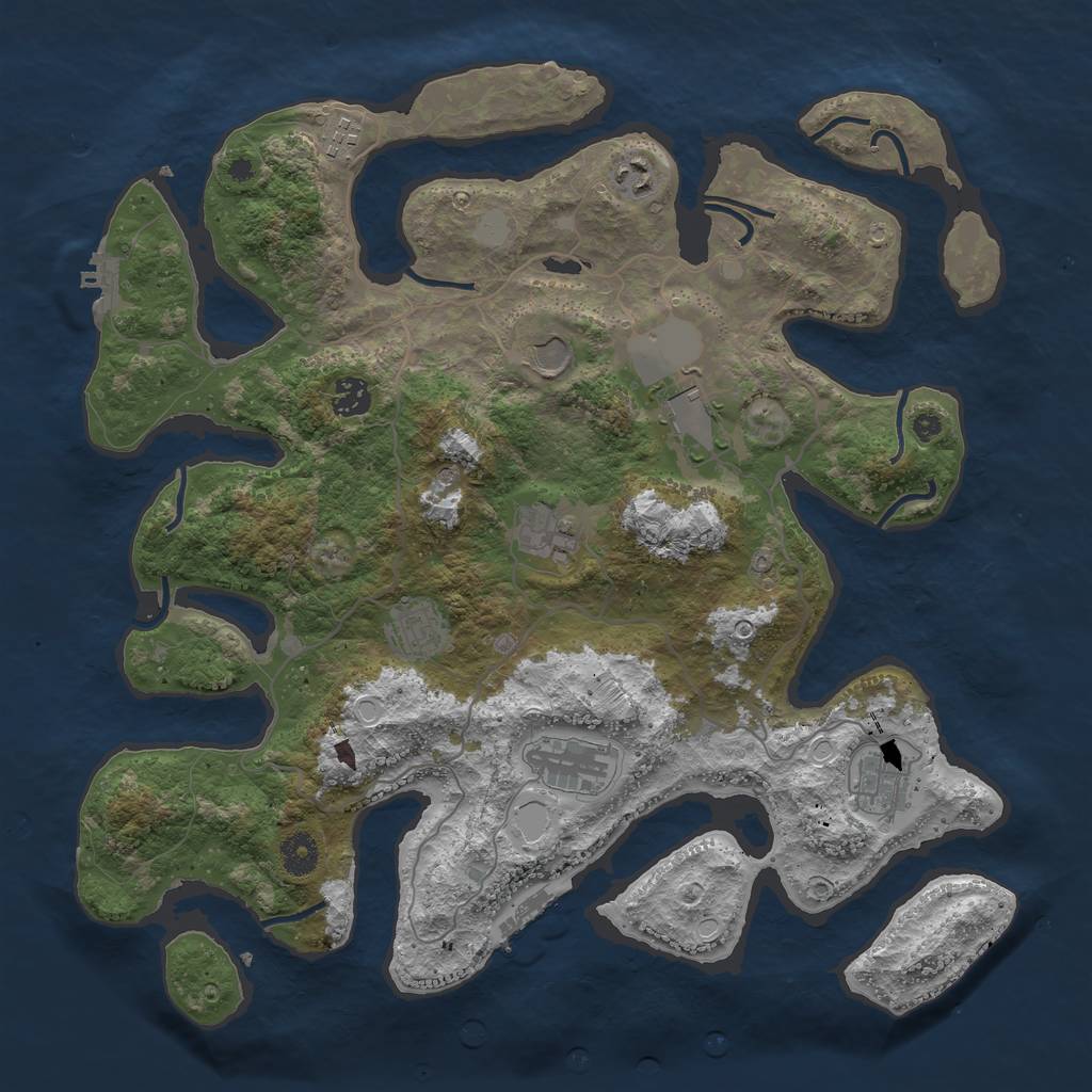 Rust Map: Procedural Map, Size: 4000, Seed: 169292, 17 Monuments