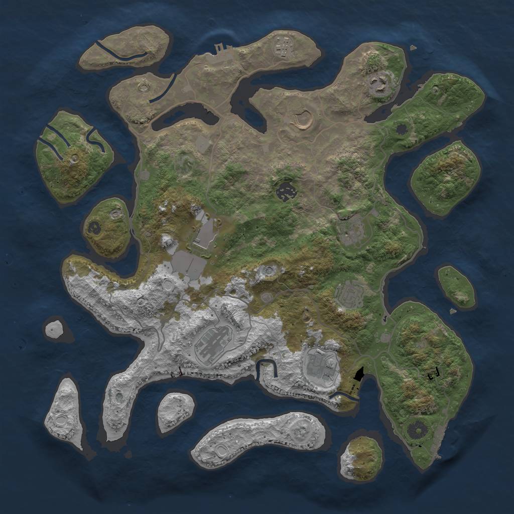 Rust Map: Procedural Map, Size: 4000, Seed: 432, 17 Monuments