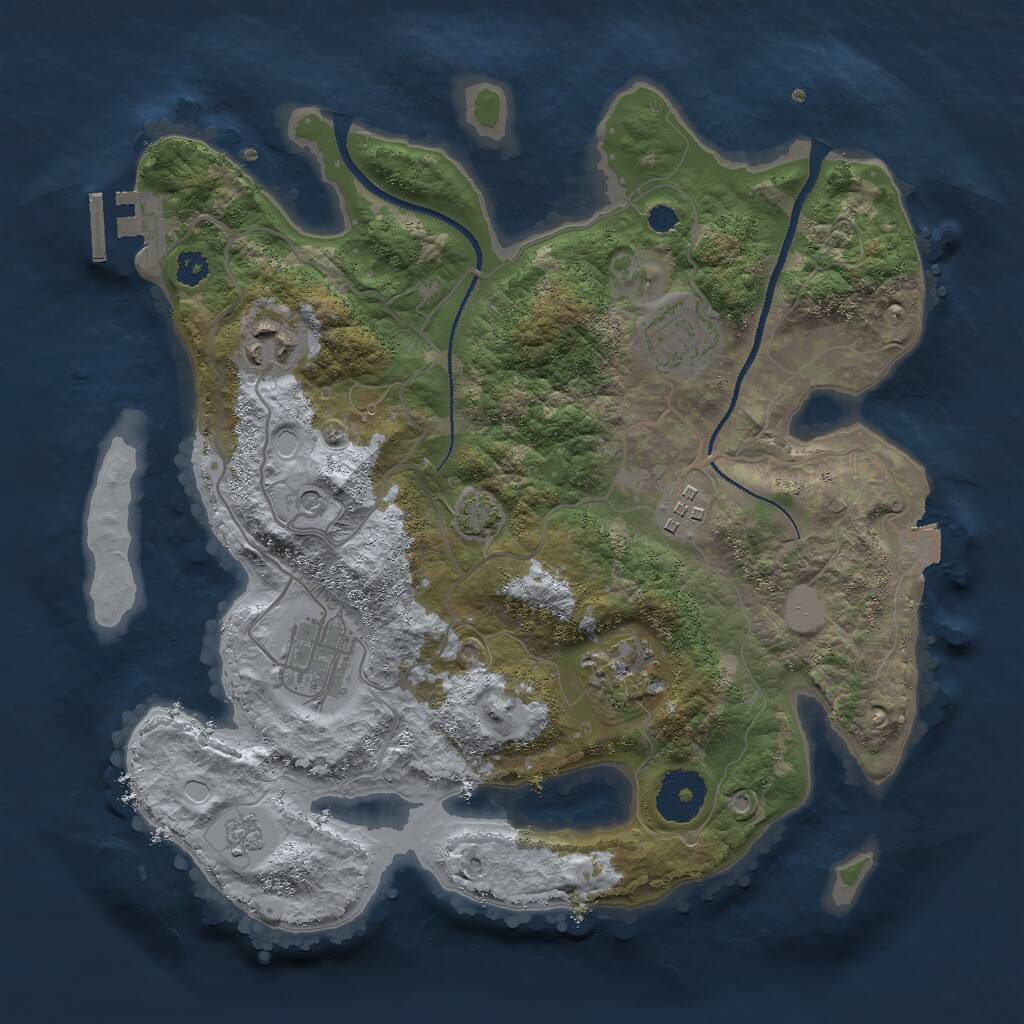 Rust Map: Procedural Map, Size: 3000, Seed: 288465614, 10 Monuments