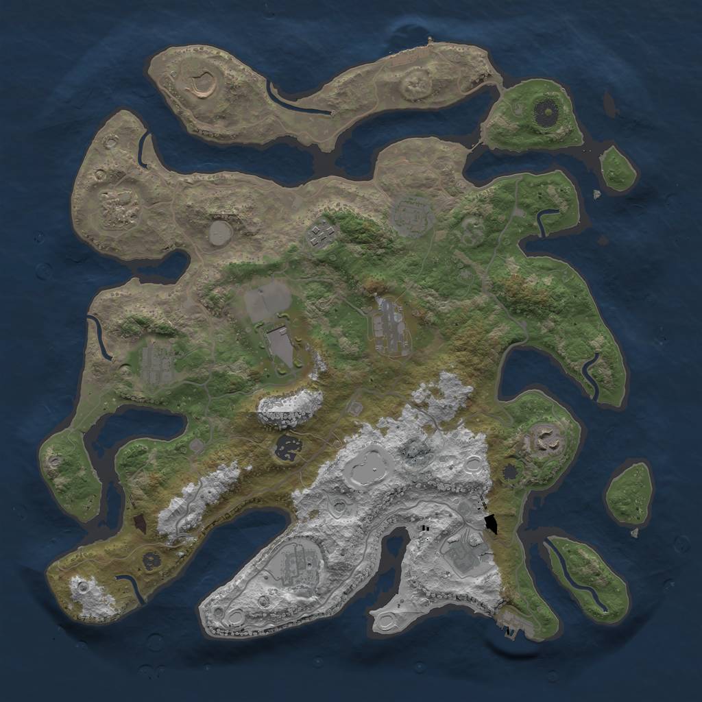 Rust Map: Procedural Map, Size: 4000, Seed: 2120345630, 19 Monuments