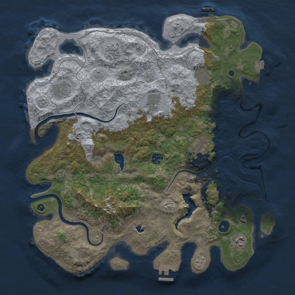 Rust Map: Procedural Map, Size: 4000, Seed: 669826, 14 Monuments