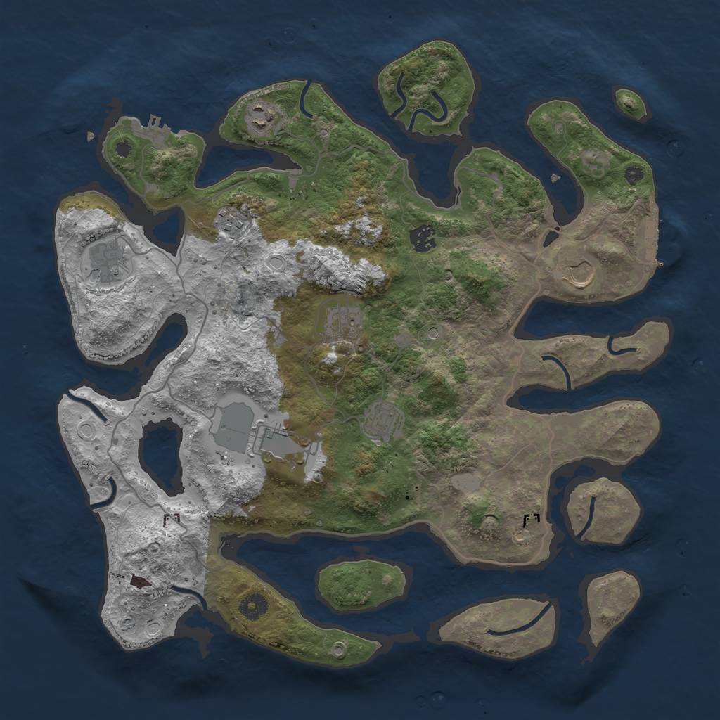 Rust Map: Procedural Map, Size: 4000, Seed: 1864276508, 16 Monuments