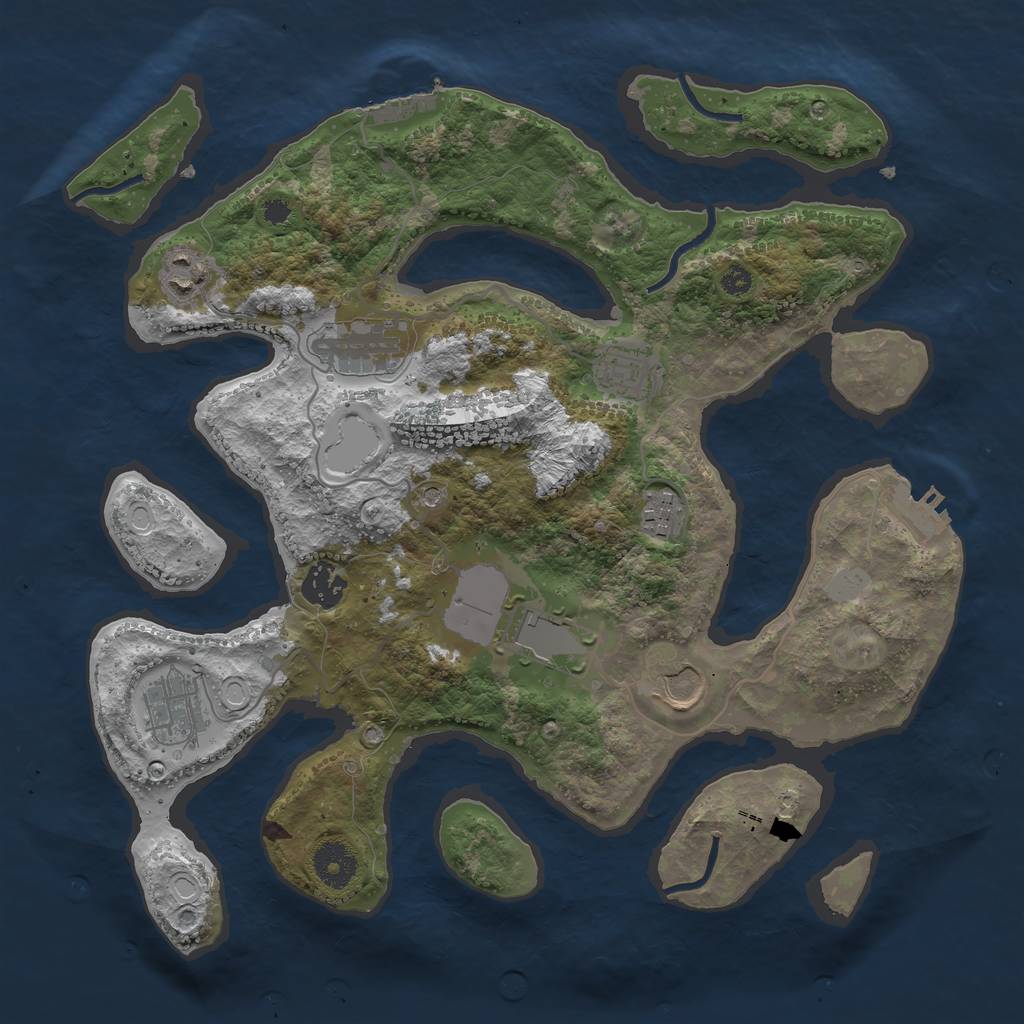 Rust Map: Procedural Map, Size: 3500, Seed: 61159325, 16 Monuments
