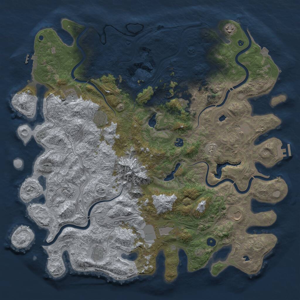Rust Map: Procedural Map, Size: 5000, Seed: 5423533, 17 Monuments