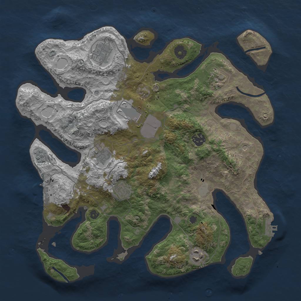 Rust Map: Procedural Map, Size: 3500, Seed: 468619, 16 Monuments