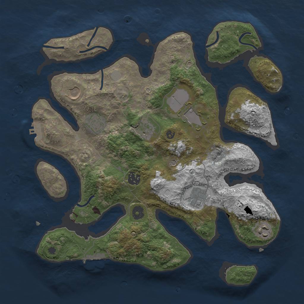 Rust Map: Procedural Map, Size: 3500, Seed: 54254582, 15 Monuments