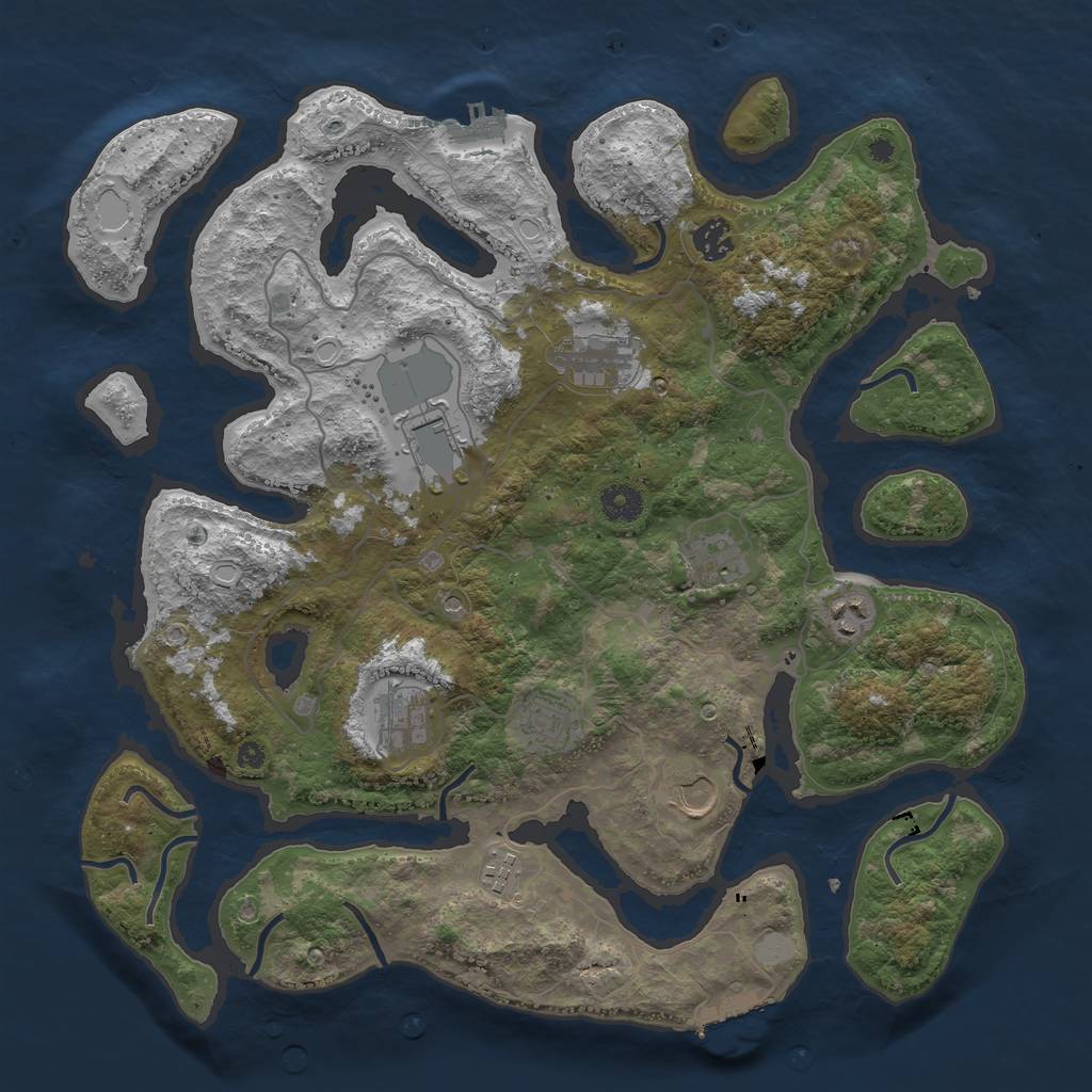 Rust Map: Procedural Map, Size: 4000, Seed: 3587, 17 Monuments