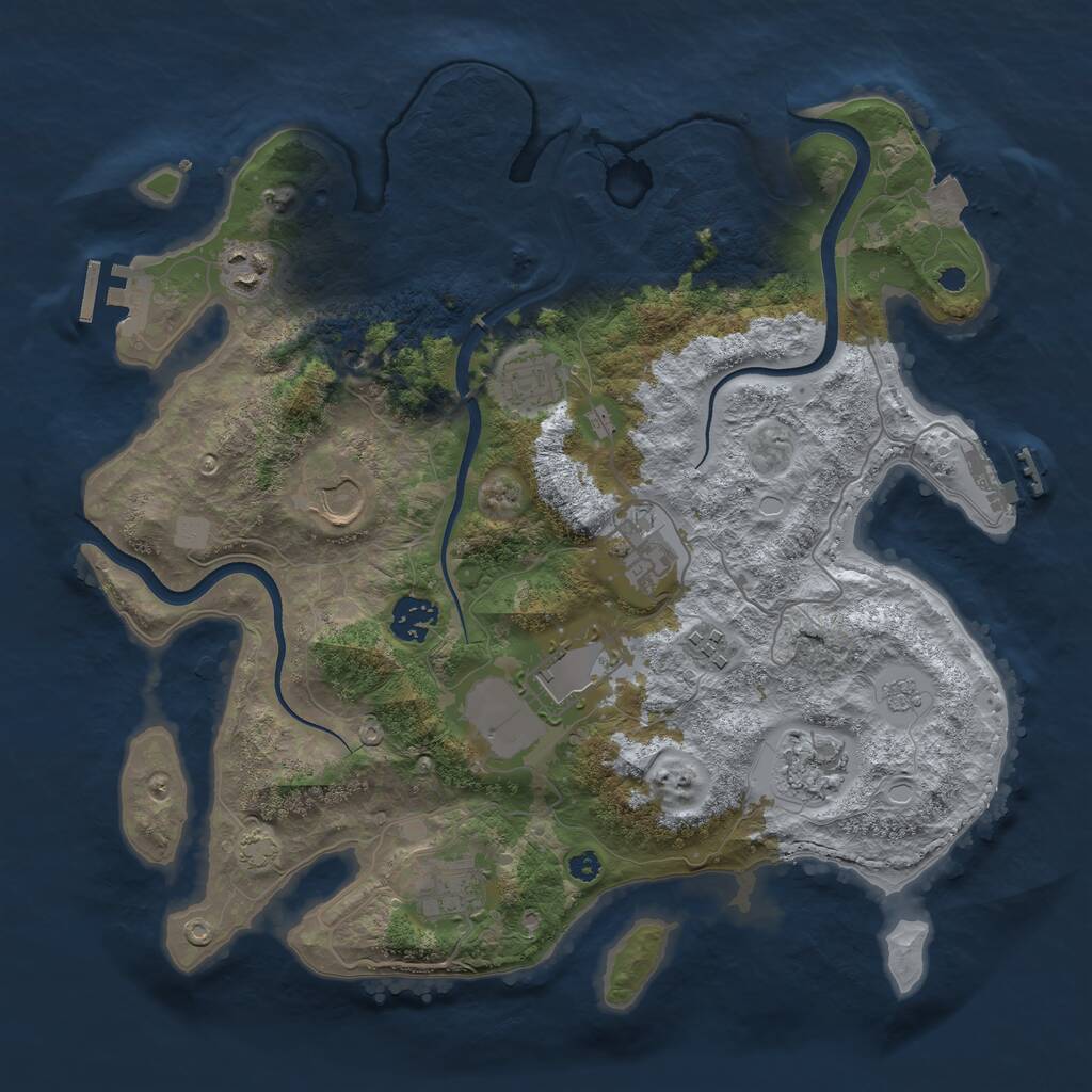 Rust Map: Procedural Map, Size: 3550, Seed: 666307, 15 Monuments