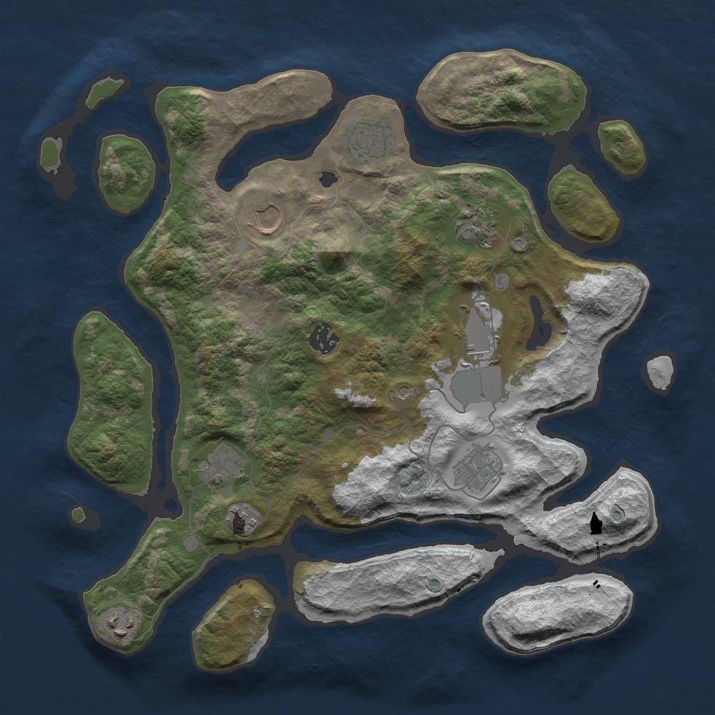 Rust Map: Barren, Size: 3700, Seed: 21012022, 12 Monuments