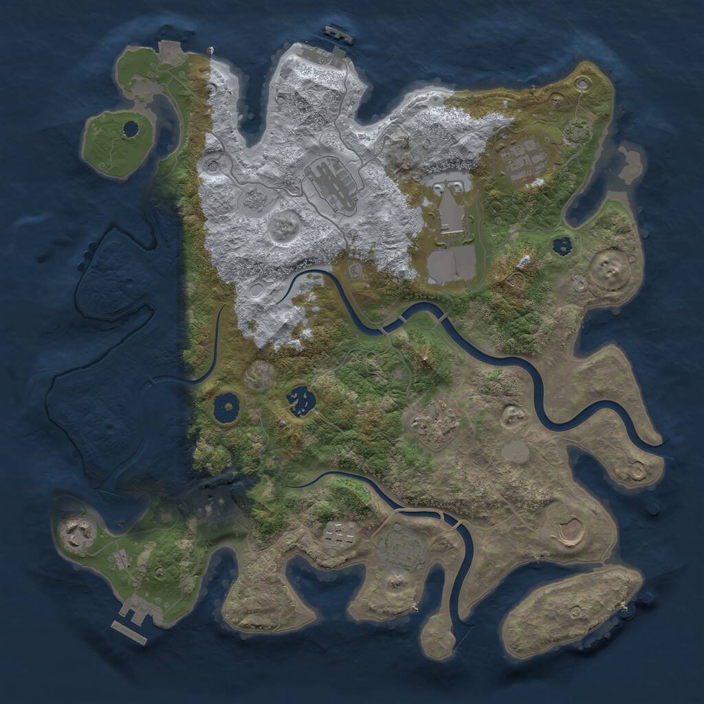 Rust Map: Procedural Map, Size: 3700, Seed: 1005420924, 16 Monuments