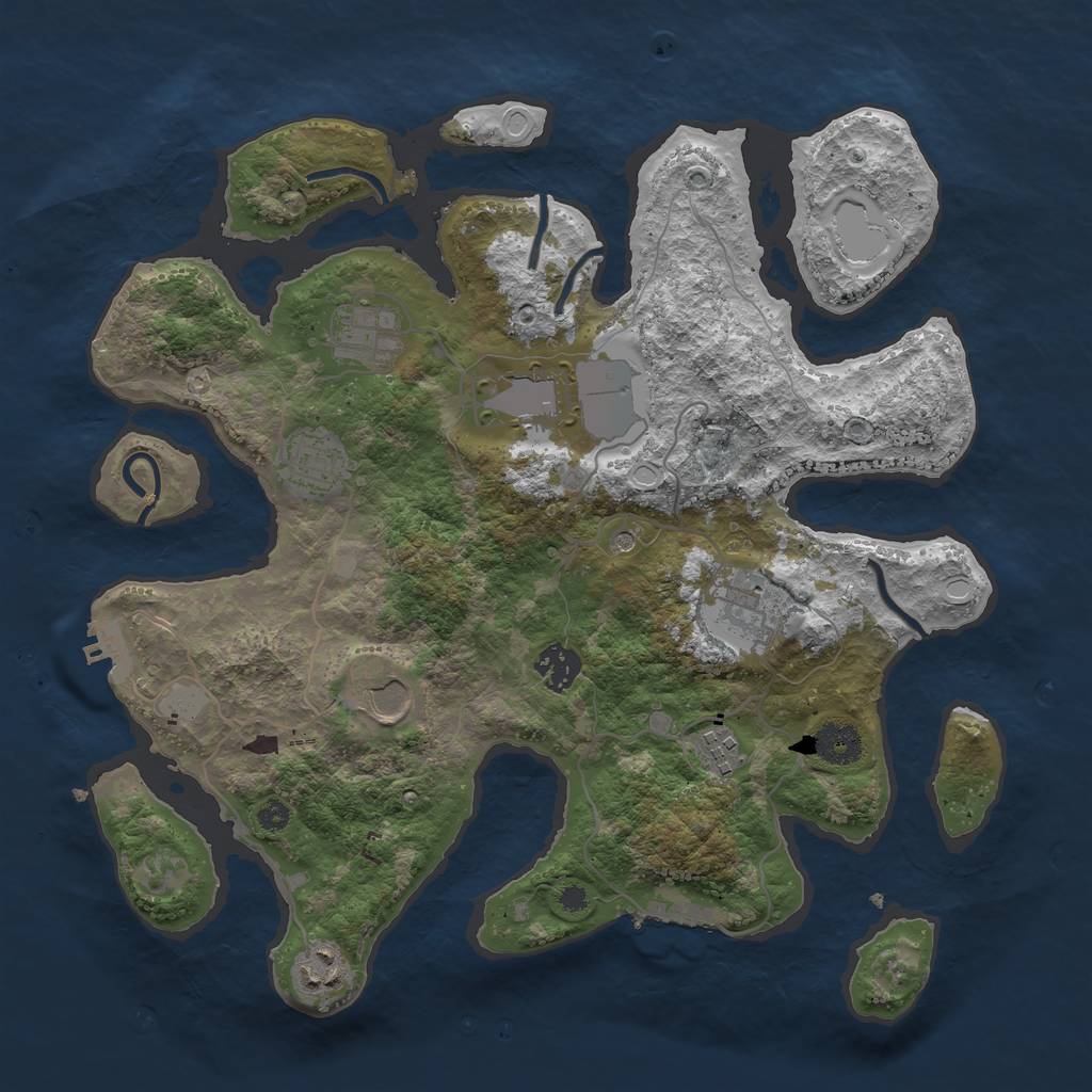 Rust Map: Procedural Map, Size: 3600, Seed: 1223647973, 16 Monuments