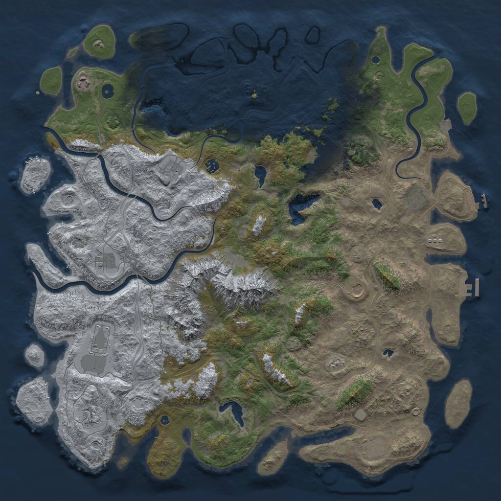 Rust Map: Procedural Map, Size: 5500, Seed: 4567, 17 Monuments