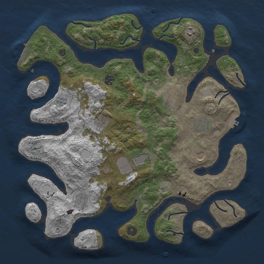 Rust Map: Procedural Map, Size: 4000, Seed: 572541, 17 Monuments