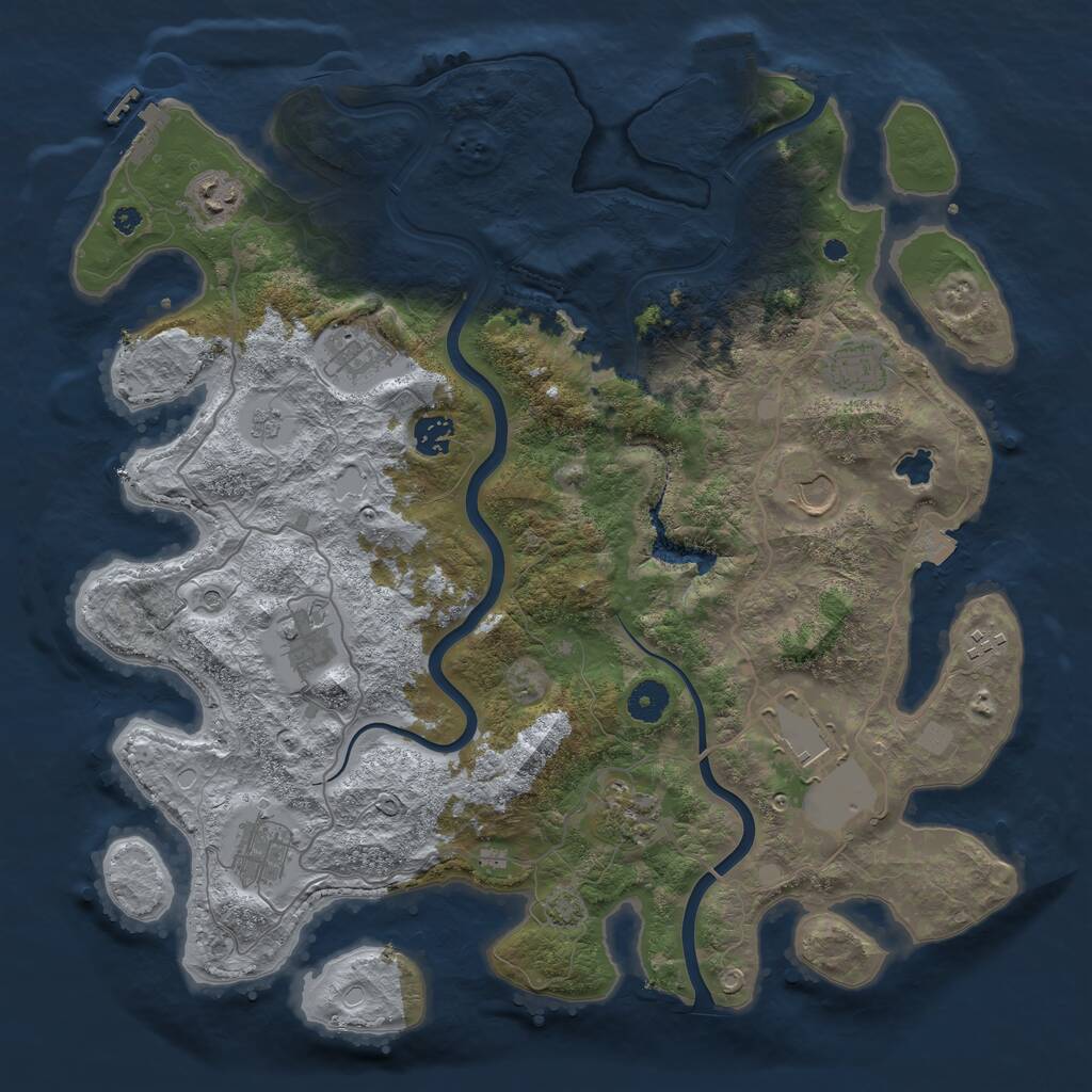 Rust Map: Procedural Map, Size: 4000, Seed: 572541, 16 Monuments