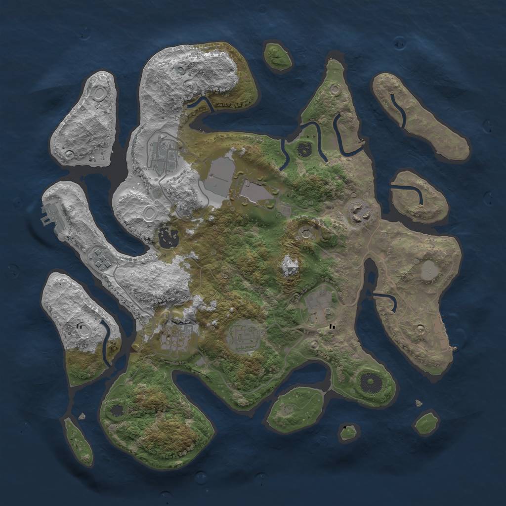 Rust Map: Procedural Map, Size: 3550, Seed: 163307, 16 Monuments