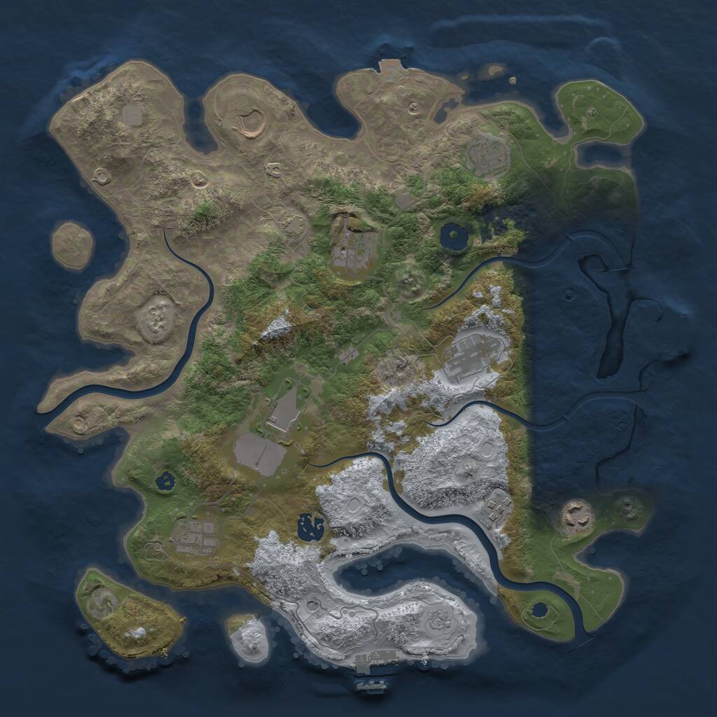 Rust Map: Procedural Map, Size: 3800, Seed: 23854385, 15 Monuments