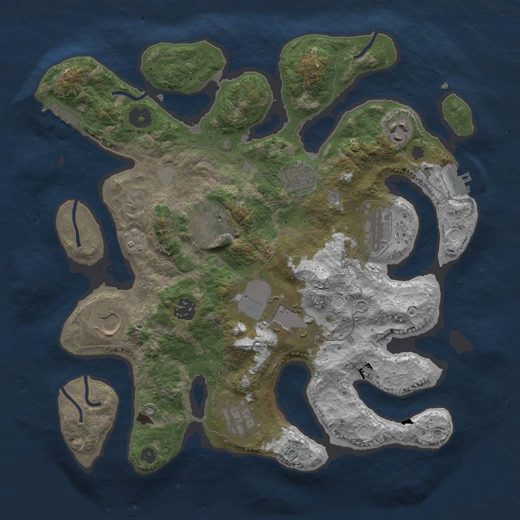 Rust Map: Procedural Map, Size: 3550, Seed: 469965, 17 Monuments