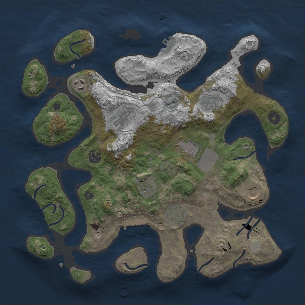 Rust Map: Procedural Map, Size: 3550, Seed: 382908, 16 Monuments