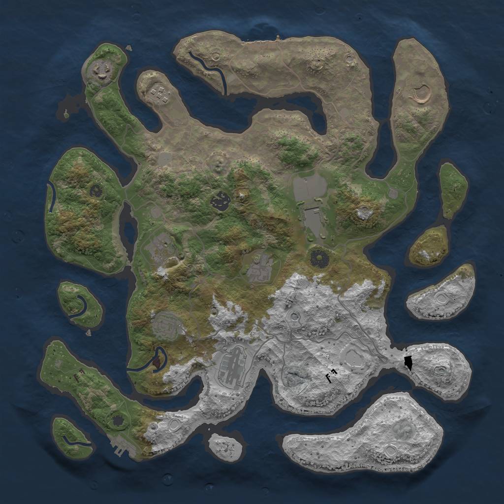 Rust Map: Procedural Map, Size: 4000, Seed: 1034654963, 17 Monuments