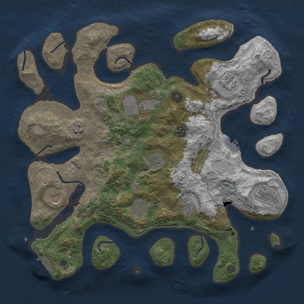 Rust Map: Procedural Map, Size: 4000, Seed: 523836, 18 Monuments