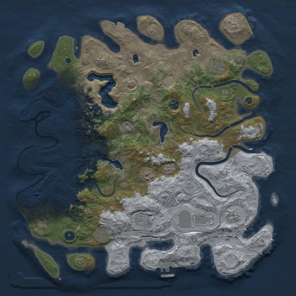 Rust Map: Procedural Map, Size: 4500, Seed: 4450444, 13 Monuments
