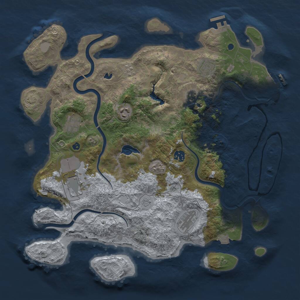 Rust Map: Procedural Map, Size: 4000, Seed: 60601665, 14 Monuments