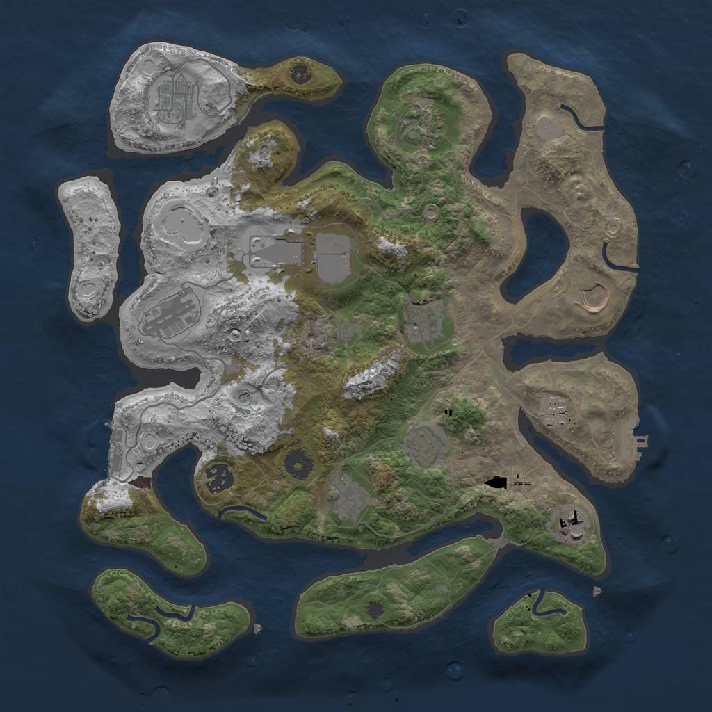 Rust Map: Procedural Map, Size: 3700, Seed: 6074690, 19 Monuments