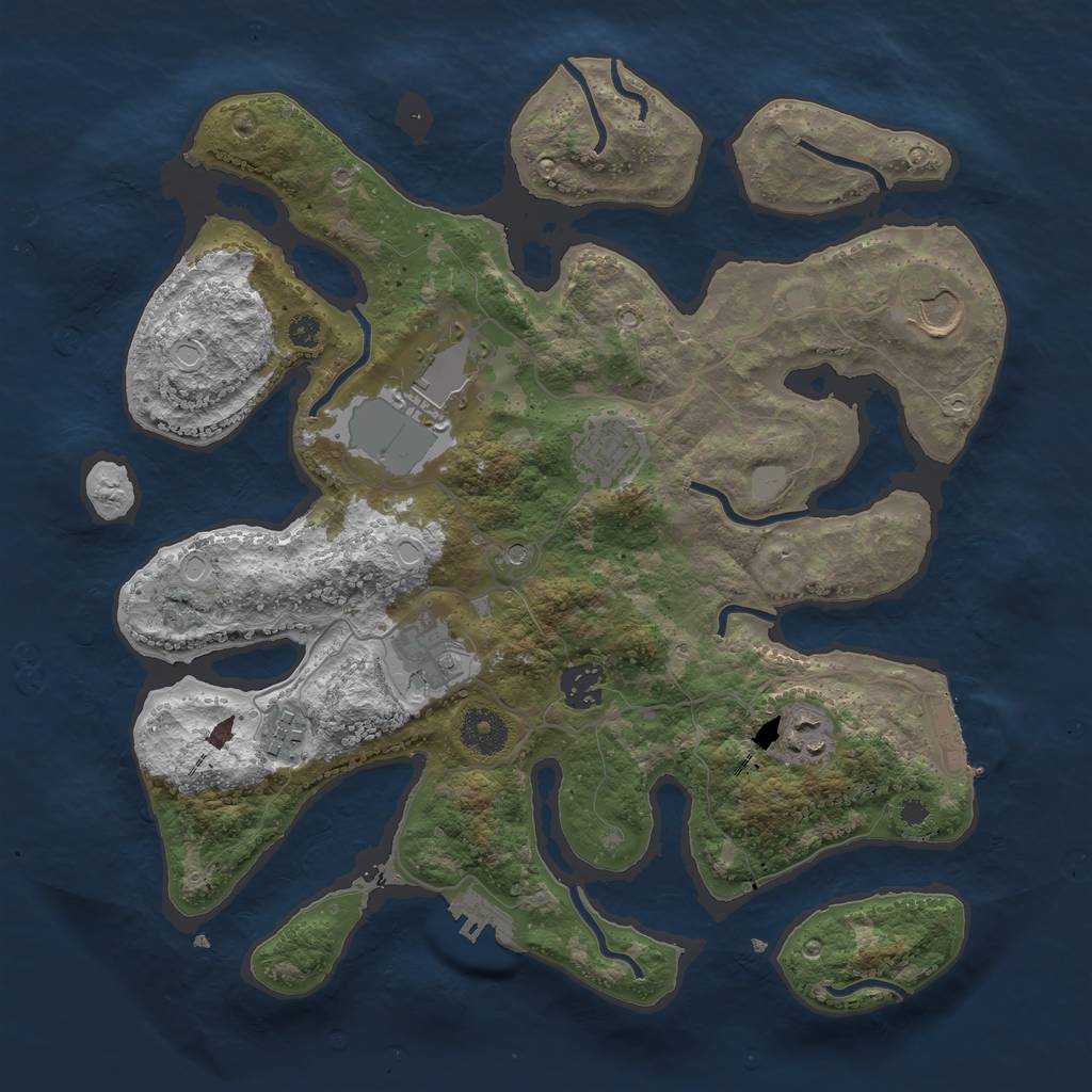 Rust Map: Procedural Map, Size: 3500, Seed: 55884, 15 Monuments