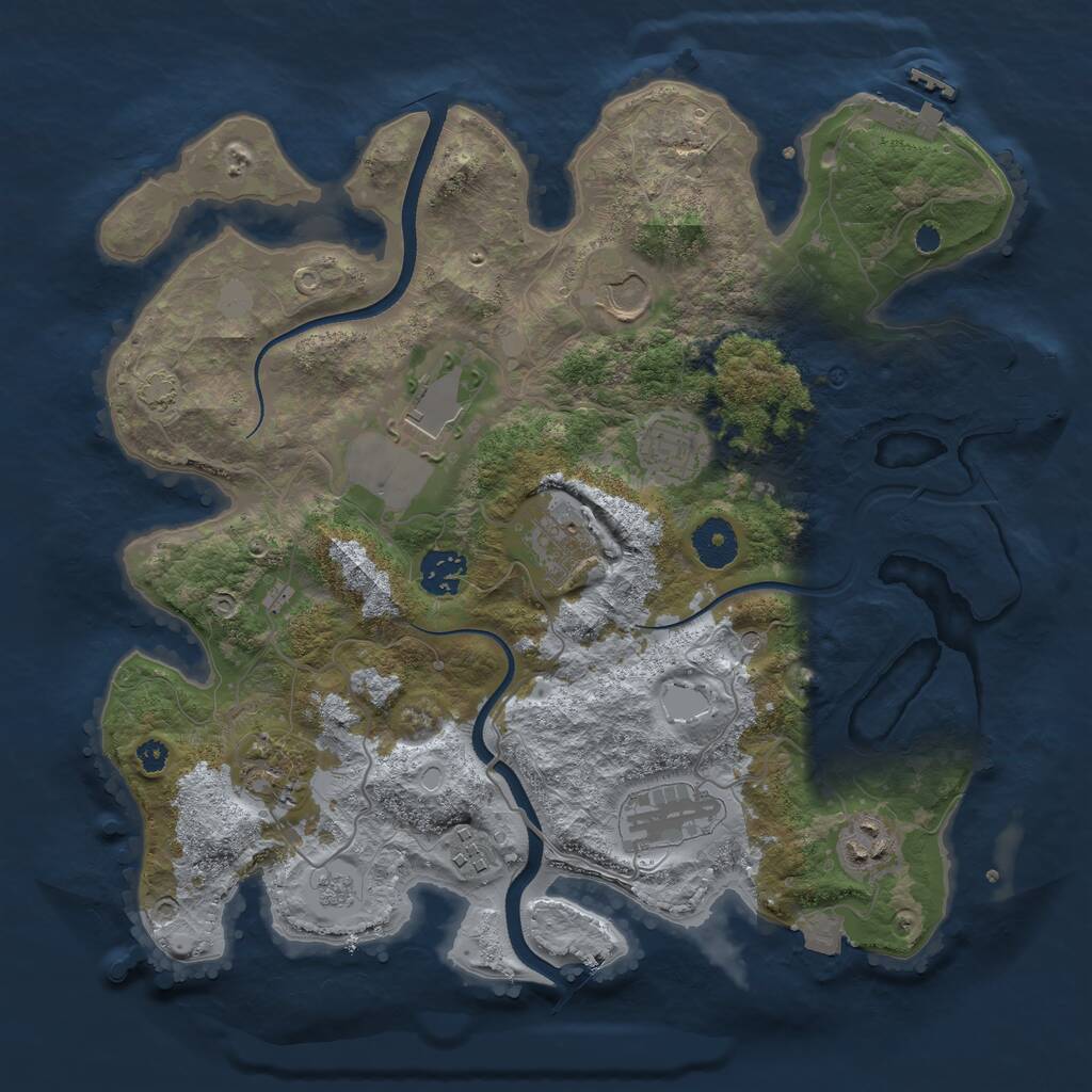 Rust Map: Procedural Map, Size: 3500, Seed: 842607, 15 Monuments