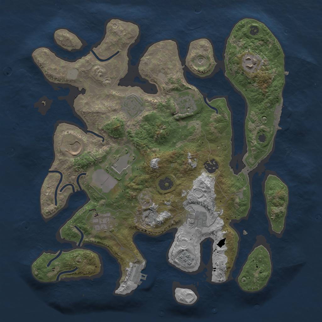 Rust Map: Procedural Map, Size: 3500, Seed: 248687238, 17 Monuments