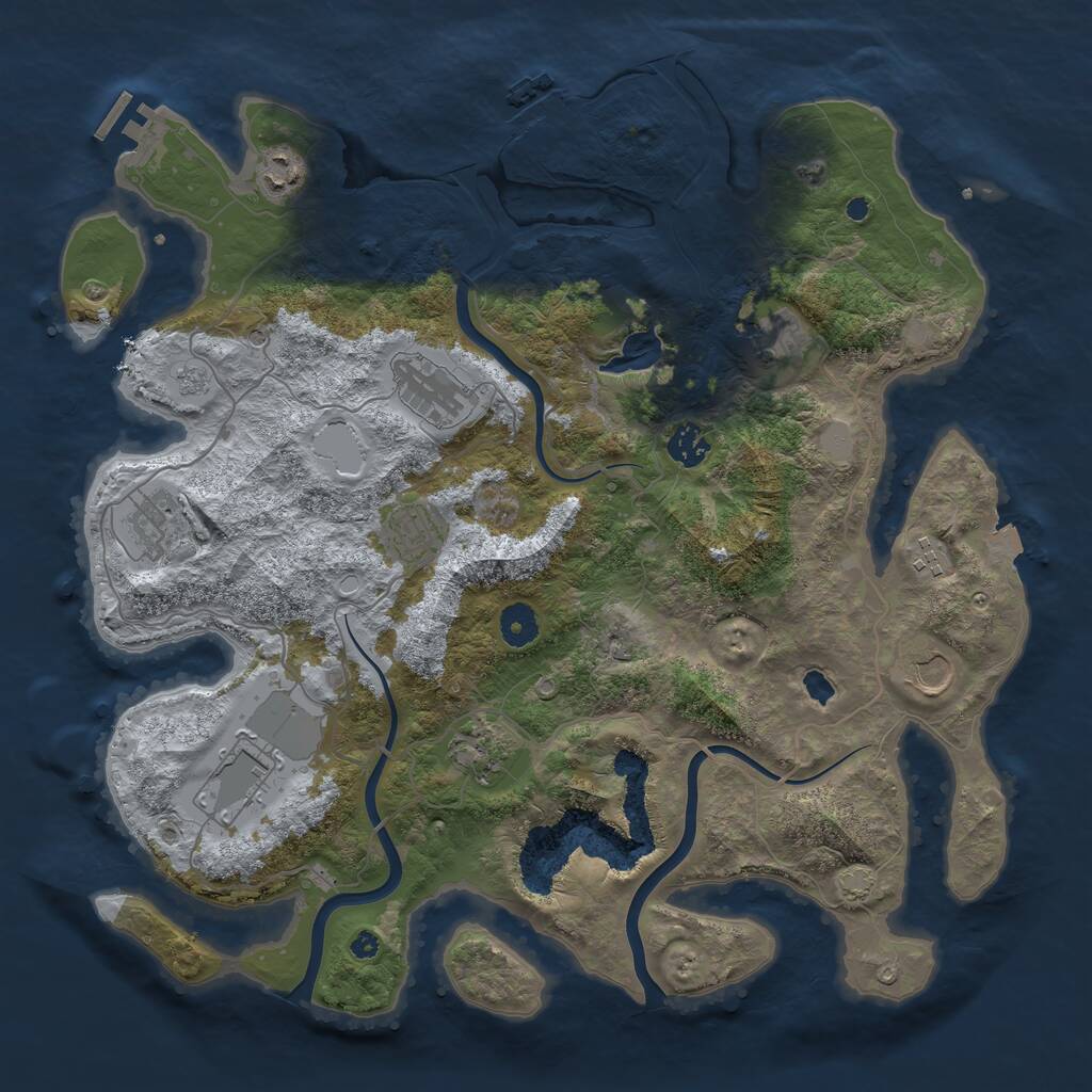 Rust Map: Procedural Map, Size: 4000, Seed: 73428891, 16 Monuments