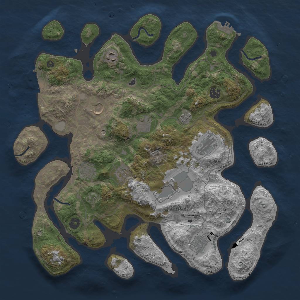 Rust Map: Procedural Map, Size: 4000, Seed: 724879, 18 Monuments