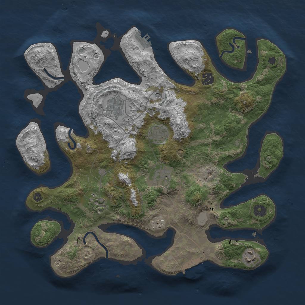 Rust Map: Procedural Map, Size: 3550, Seed: 205450, 15 Monuments