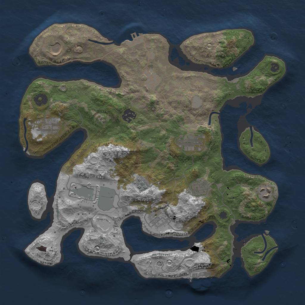 Rust Map: Procedural Map, Size: 3500, Seed: 1428987672, 18 Monuments