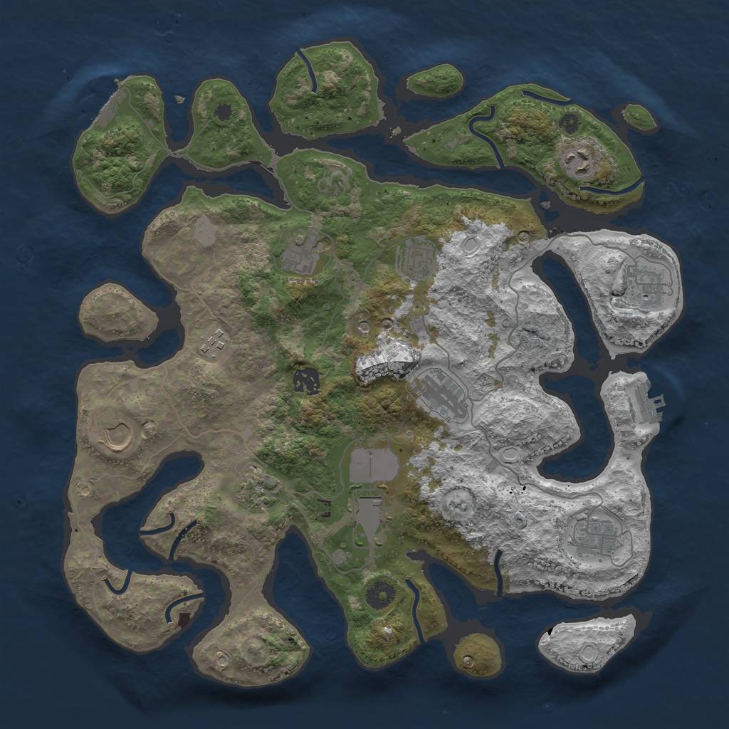 Rust Map: Procedural Map, Size: 3850, Seed: 1914078379, 19 Monuments