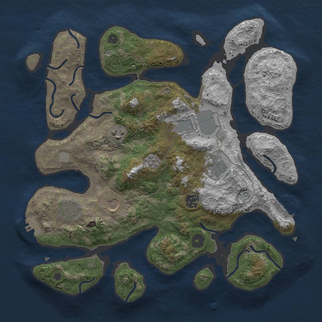 Rust Map: Procedural Map, Size: 3550, Seed: 915999, 15 Monuments