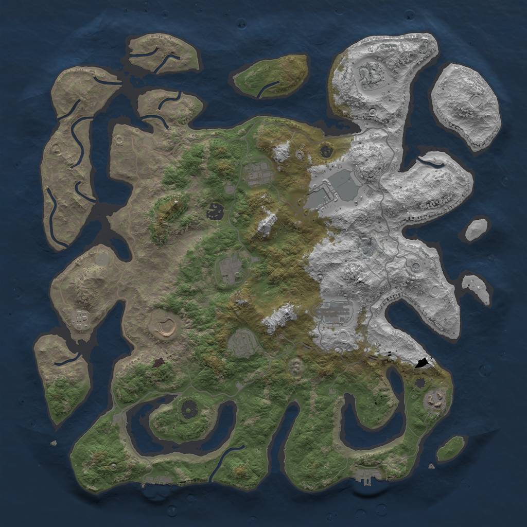 Rust Map: Procedural Map, Size: 4500, Seed: 90360860, 18 Monuments