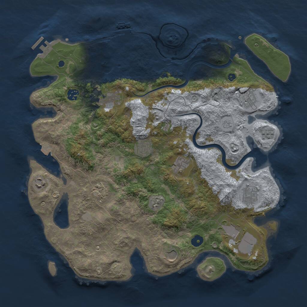 Rust Map: Procedural Map, Size: 3950, Seed: 1260246314, 17 Monuments