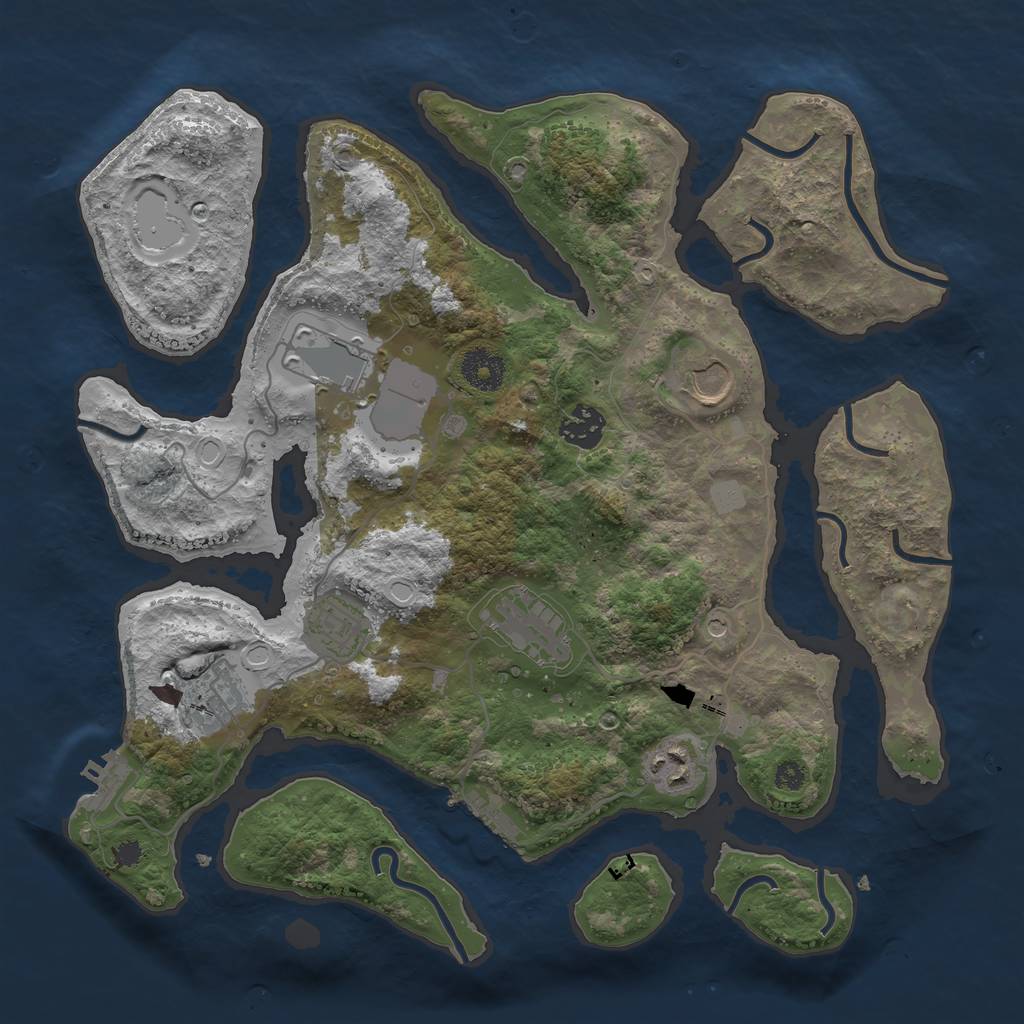 Rust Map: Procedural Map, Size: 3500, Seed: 5961263, 15 Monuments