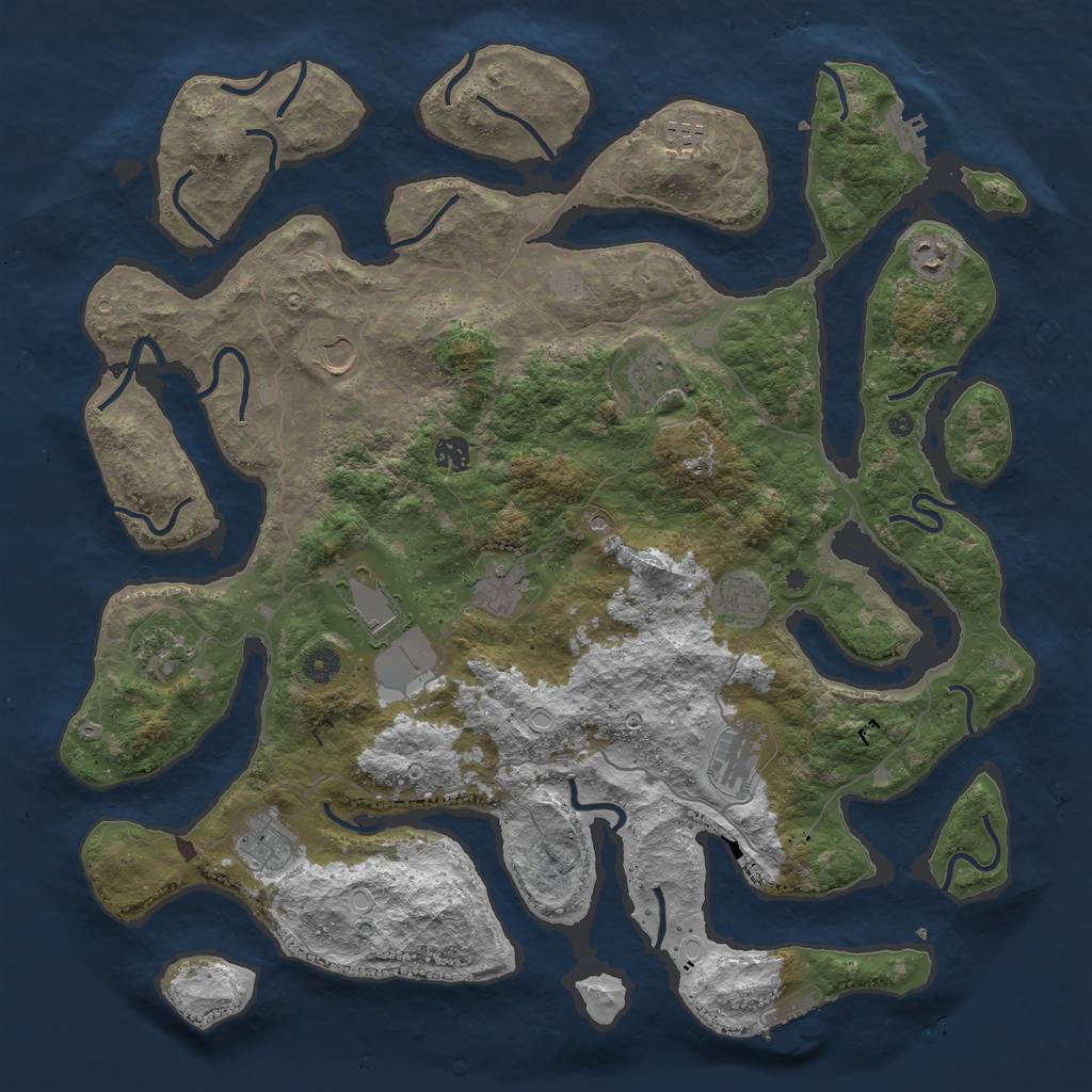 Rust Map: Procedural Map, Size: 4500, Seed: 1907552241, 19 Monuments