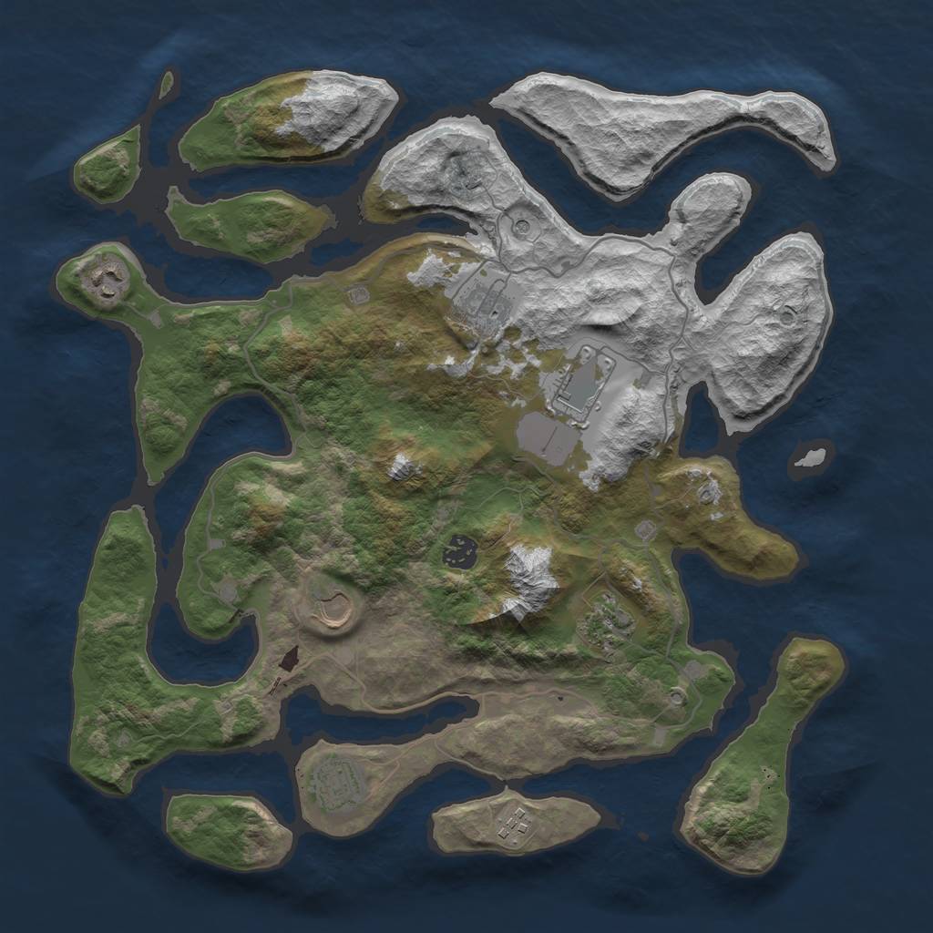 Rust Map: Barren, Size: 4000, Seed: 1599671158, 11 Monuments