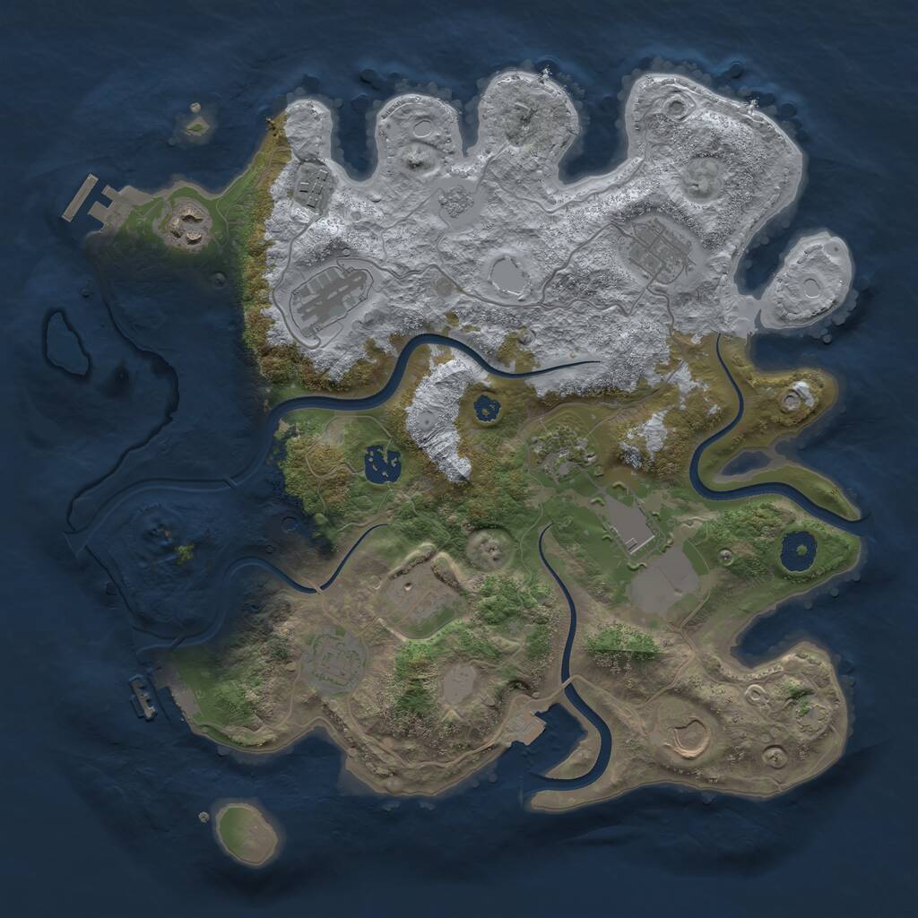 Rust Map: Procedural Map, Size: 3550, Seed: 537526, 16 Monuments