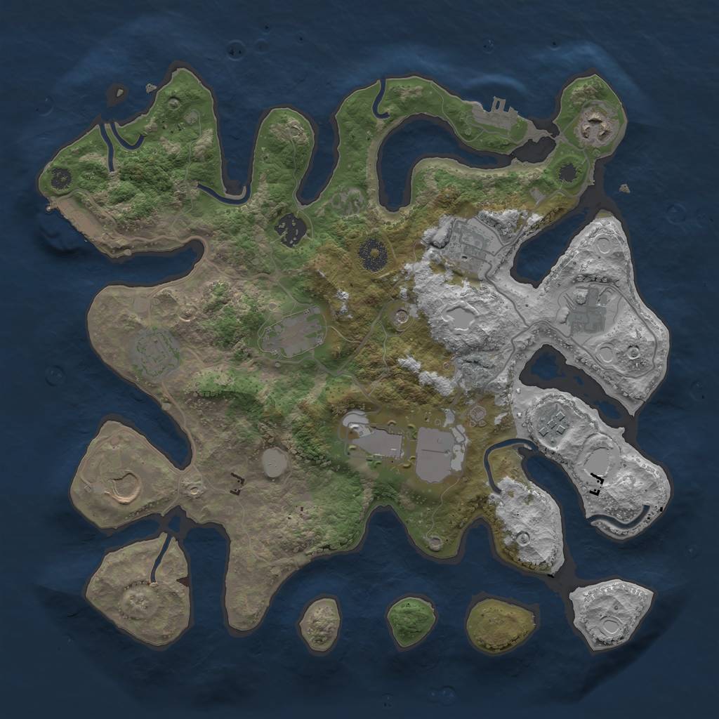 Rust Map: Procedural Map, Size: 3500, Seed: 891596, 17 Monuments
