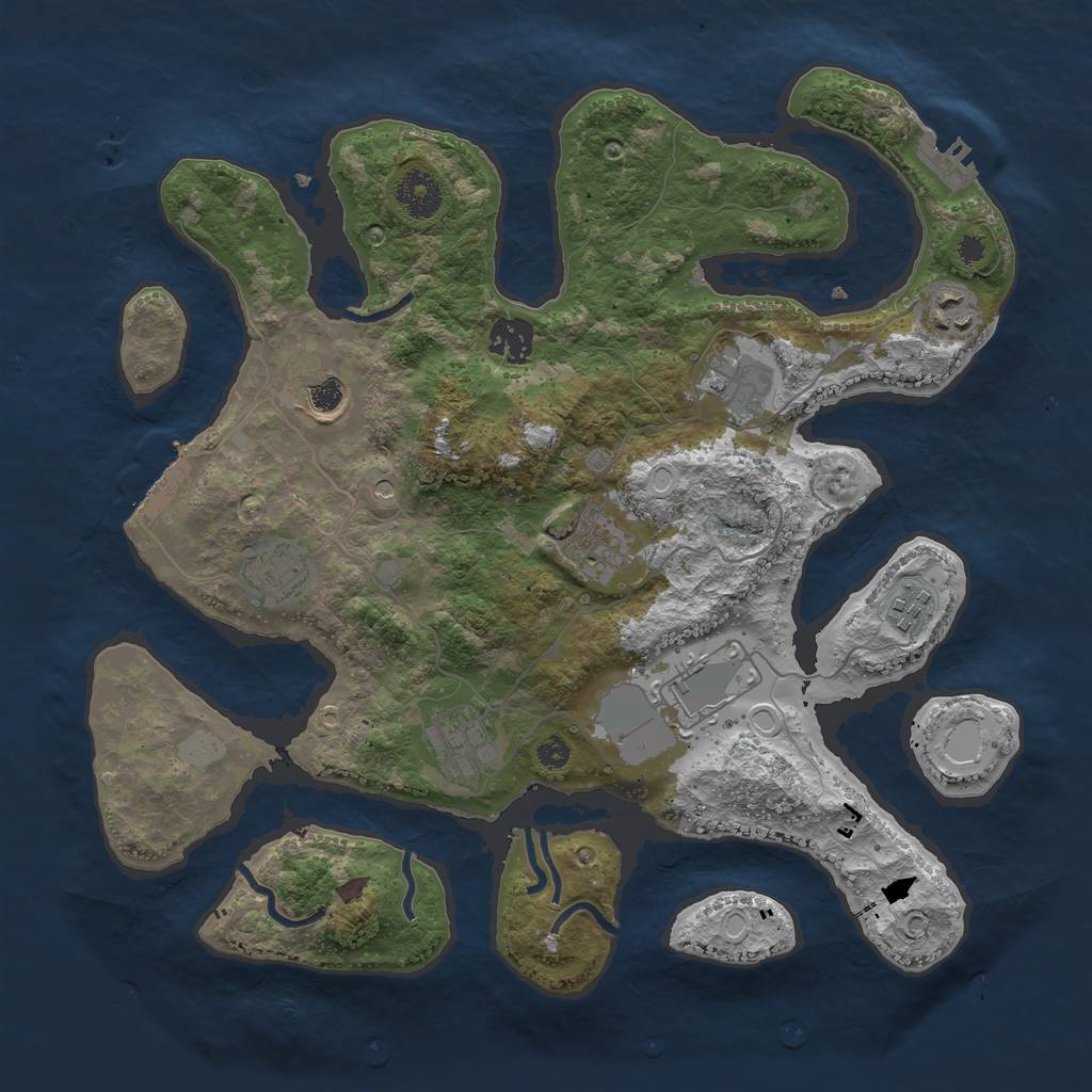 Rust Map: Procedural Map, Size: 3550, Seed: 599904, 17 Monuments
