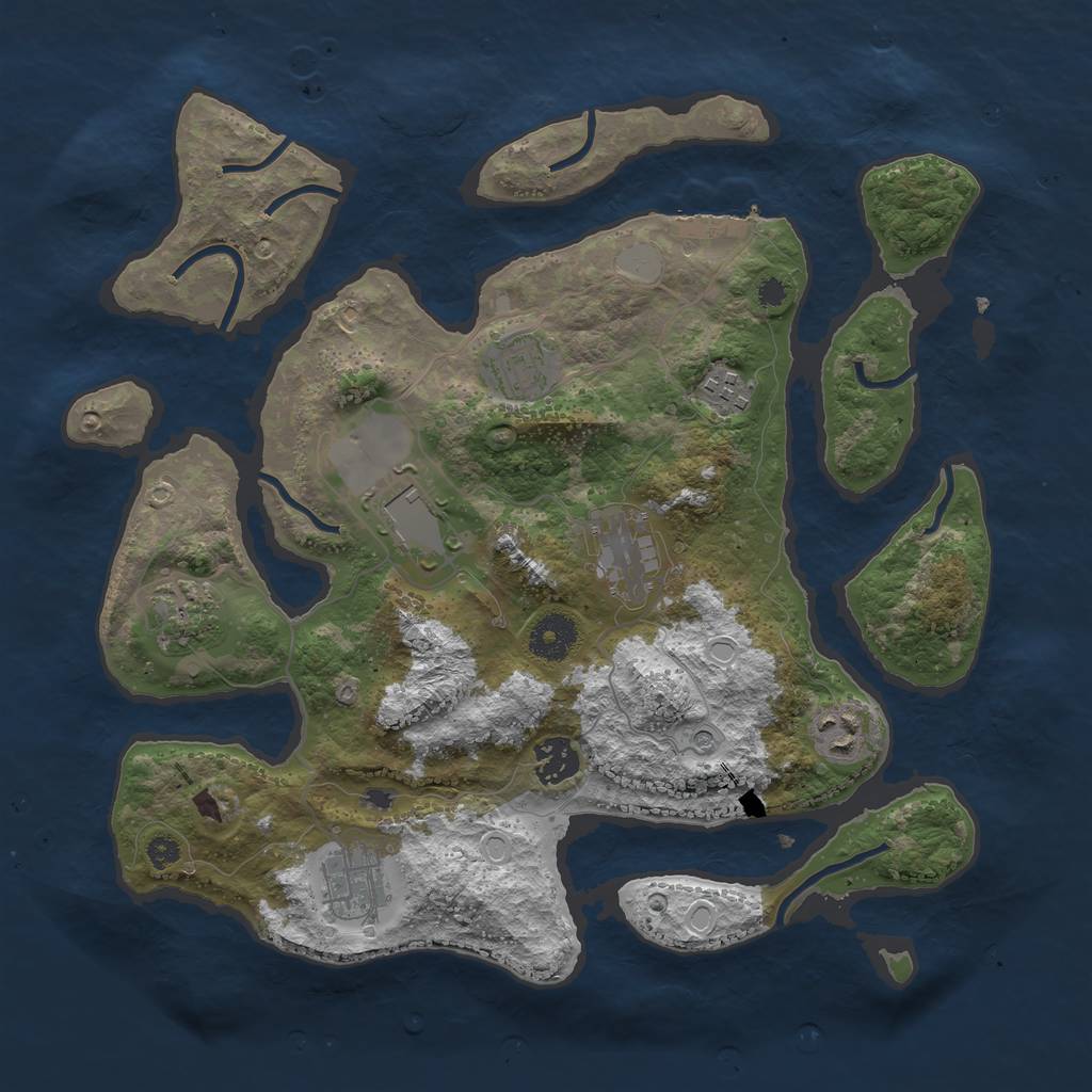 Rust Map: Procedural Map, Size: 3500, Seed: 542, 15 Monuments