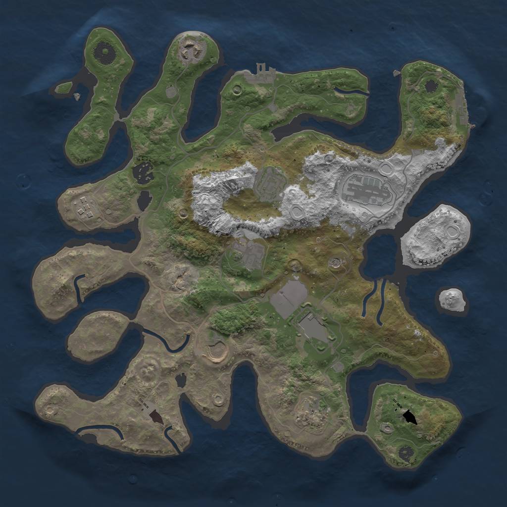 Rust Map: Procedural Map, Size: 3500, Seed: 206326980, 17 Monuments